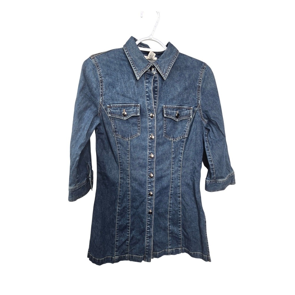 Harold's Denim Shirt Jacket Womens Size 6 Blue Button Up Western Y2K Indie